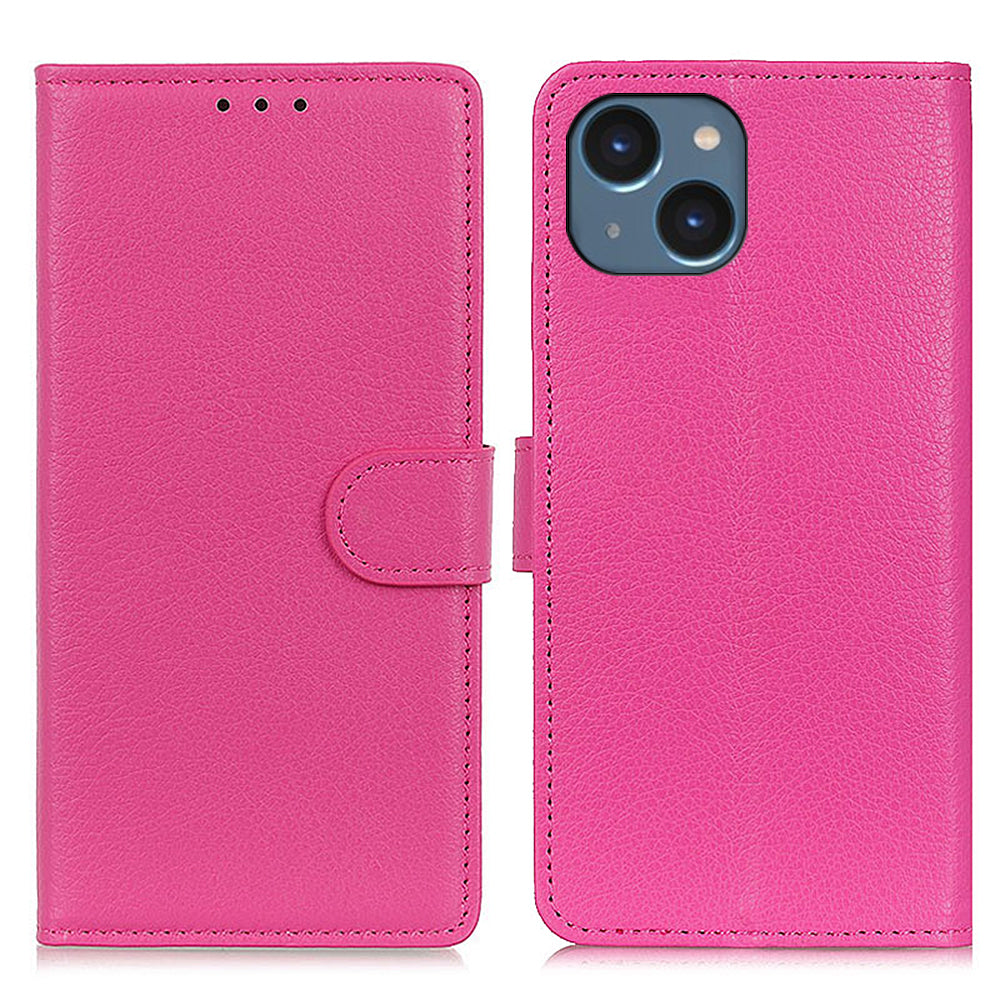 For iPhone 15 Anti-Scratch Litchi Texture Phone Case Wallet Stand PU Leather Protective Shell For iPhone 15 Anti-Scratch Litchi Texture Phone Case Wallet Stand PU Leather Protective Shell